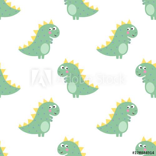 Cute Dinosaur Seamless Pattern On White Background Vector Dino 500x500 Cute Dinosaur Seamless Pattern On White Background Vector Dino