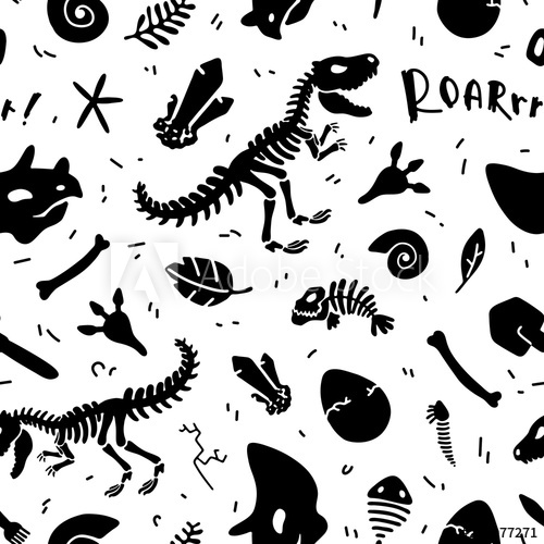 Dinosaur Skeleton And Fossils Vector Seamless Pattern Original 500x500 Dinosaur Skeleton And Fossils Vector Seamless Pattern Original