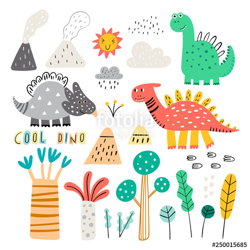 500x500 Cute Vector Dinosaurs Isolated On White Background Dinosaur