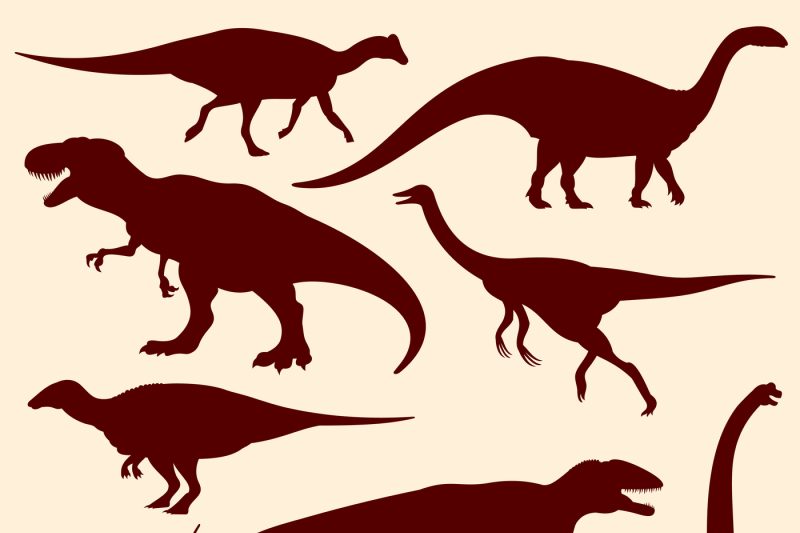 Dinosaurs, Fossil Reptiles Vector Silhouettes 800x533 Dinosaurs, Fossil Reptiles Vector Silhouettes