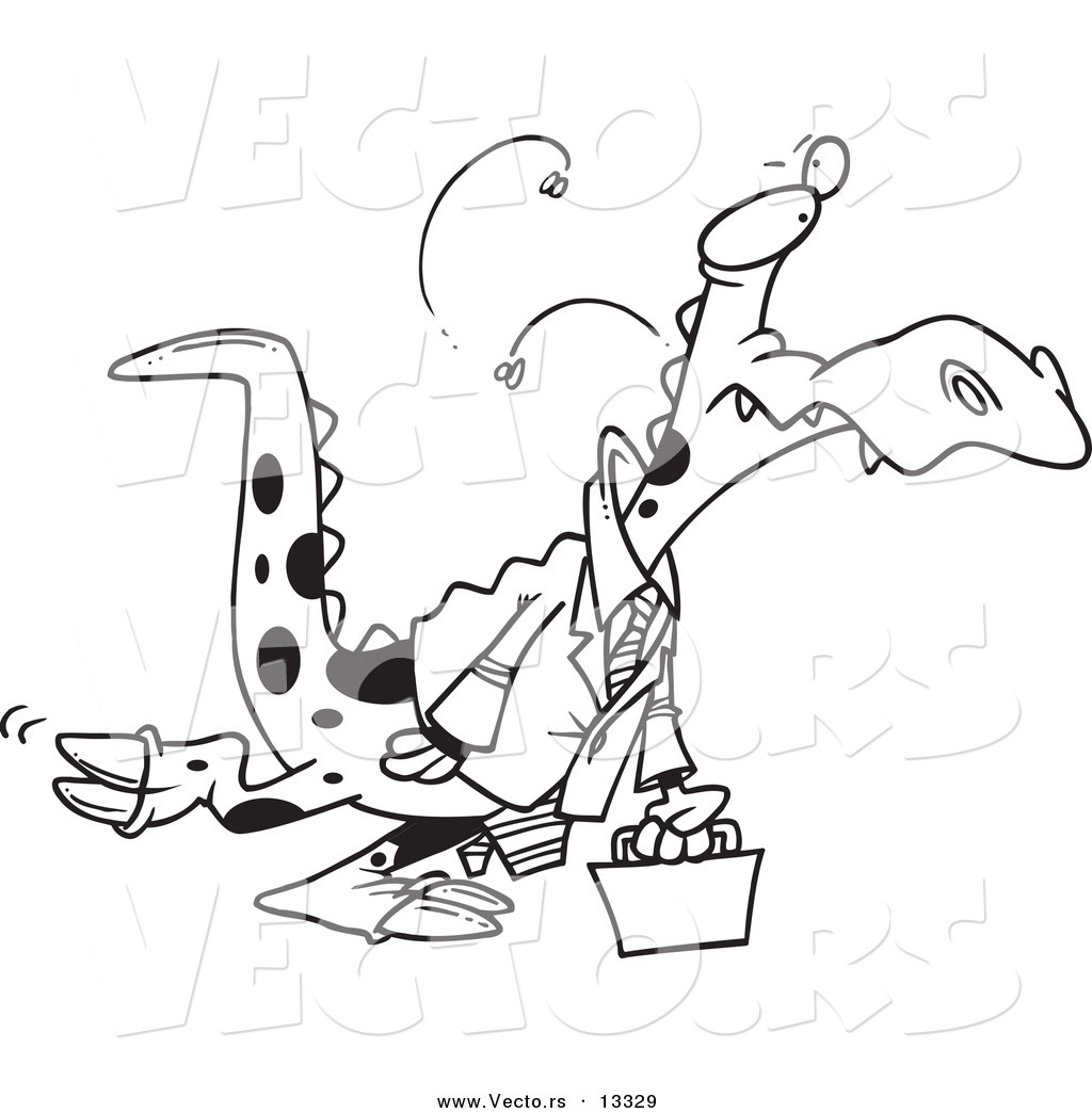 1024x1044 Vector Of A Cartoon Business Dinosaur Carrying A Briefcase