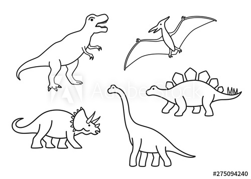500x357 Vector Outline Dinosaurs