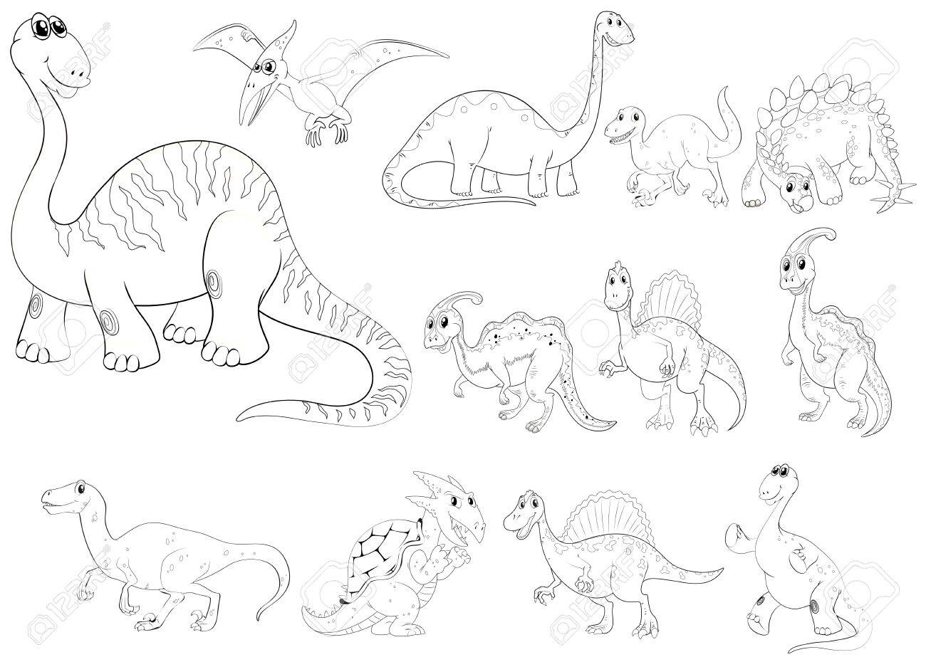 Dinosaur Outline Vector At Vectorified.com | Collection Of Dinosaur ...