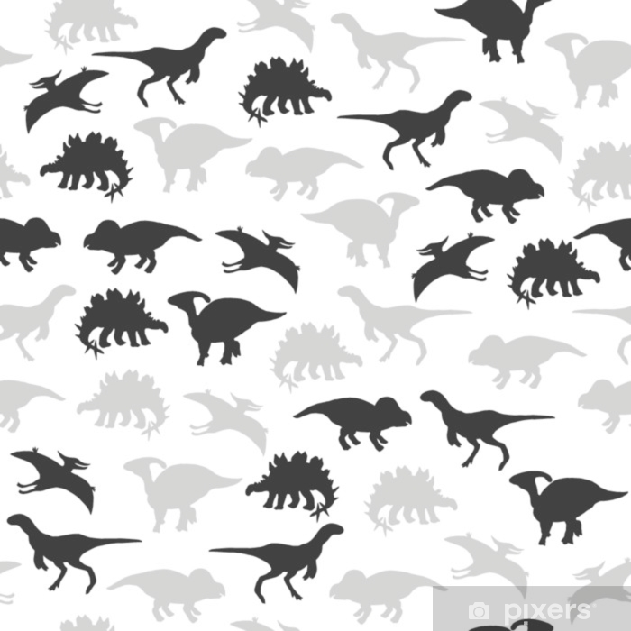 700x700 Dinosaur Silhouette Monochrome Seamless Pattern Vector Hand Drawn