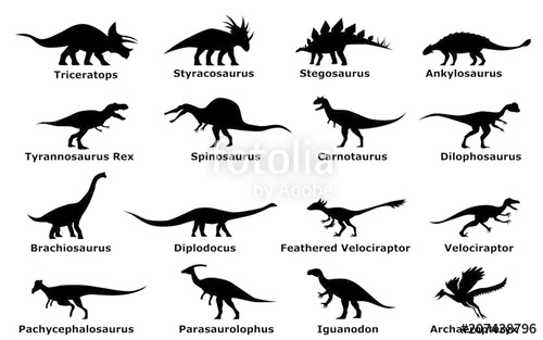 500x313 Dinosaur Silhouette Set Stock Image And Royalty Free Vector