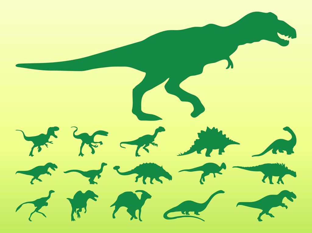 1024x765 Dinosaurs Silhouette Set Vector Art Graphics