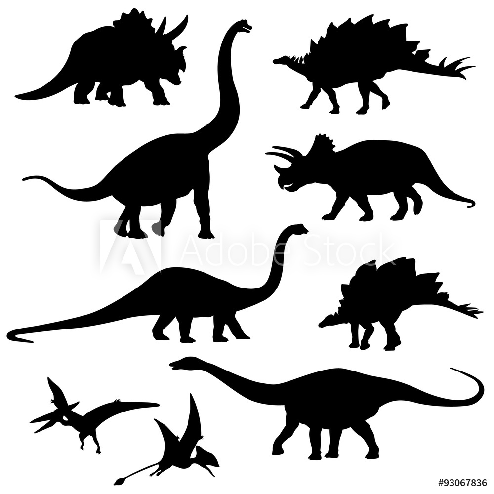 1000x1000 Fotografie, Obraz Set Of The Dinosaur Silhouette