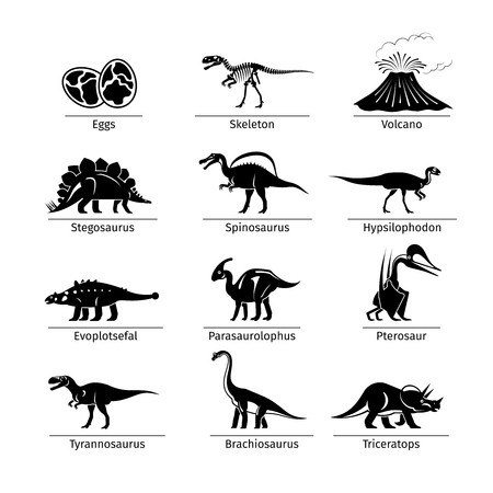 450x450 Dinosaur Icons Vector Dinosaur Egg And Volcano, Dinosaur Skeleton