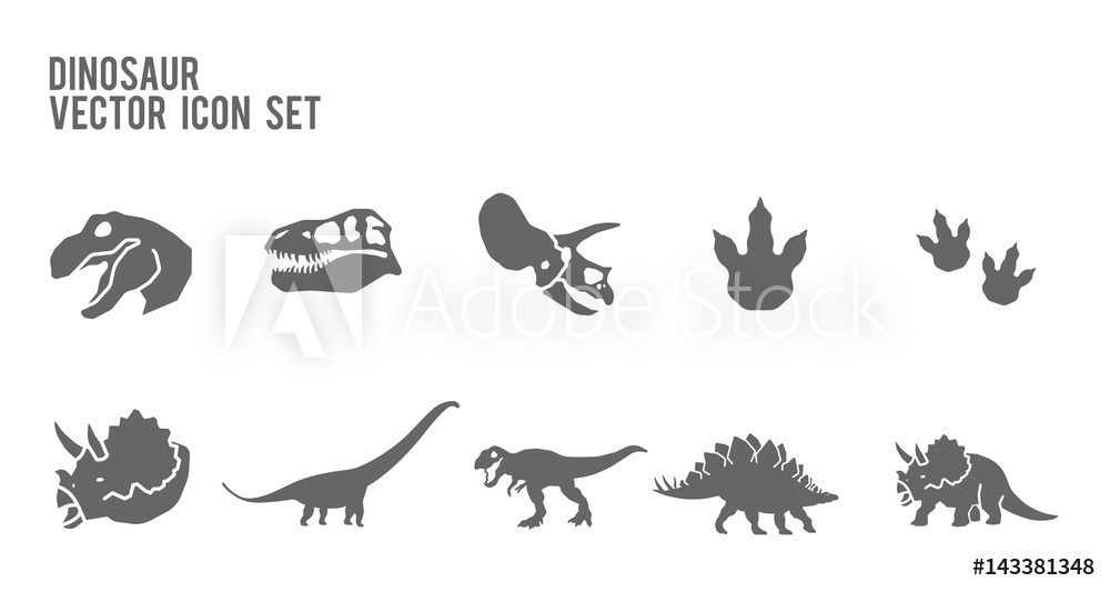 1000x533 Photo Art Print Dinosaur Skeleton Fossil Vector Icon Set