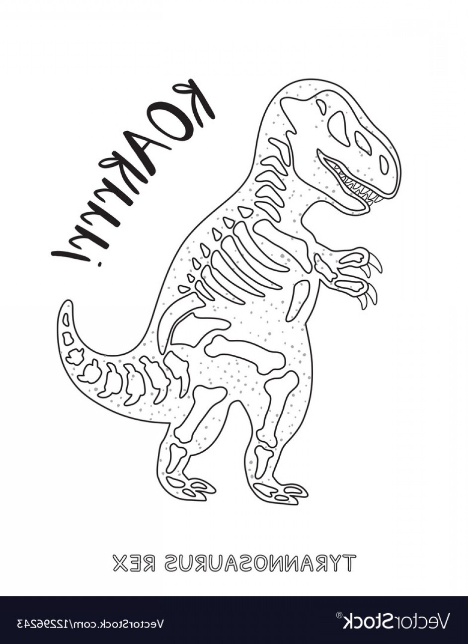 942x1296 Black And White Line Art With Dinosaur Skeleton Vector Studiogrfx