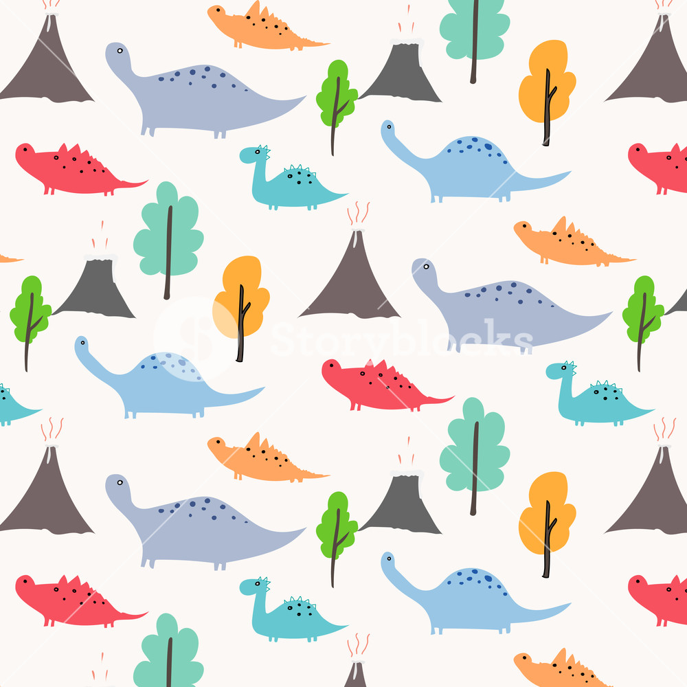 1000x1000 Dinosaur Vector Pattern Background Vector Illustration Royalty