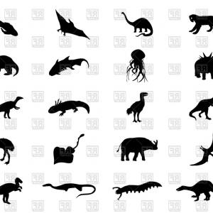 300x300 Silhouettes Of Dinosaurs Vector Clipart Studiogrfx