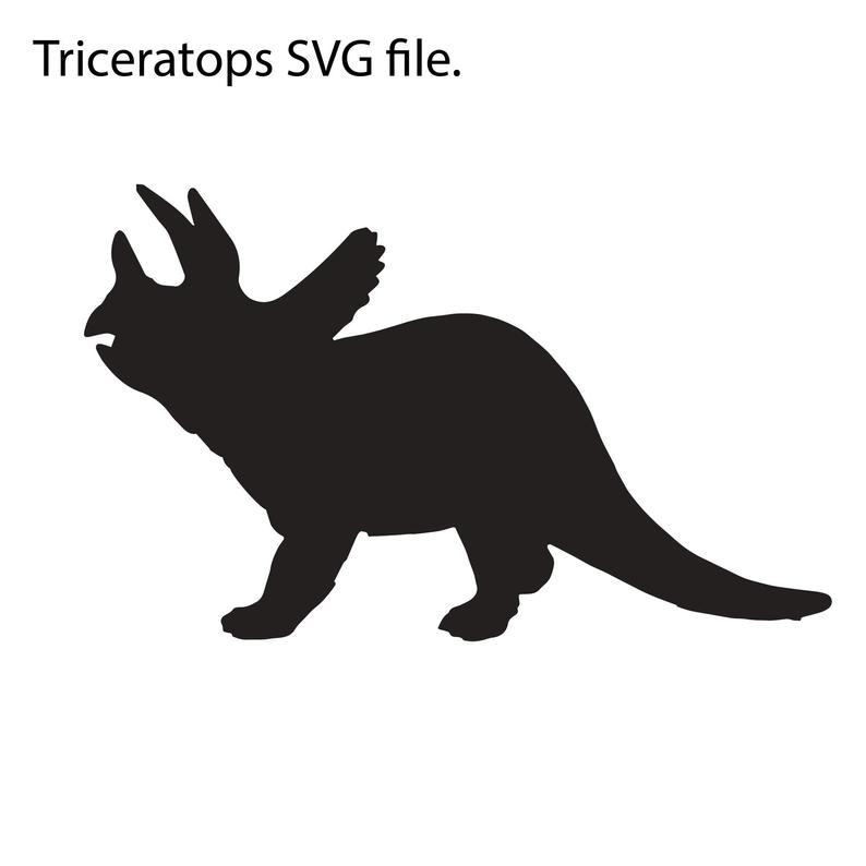 794x794 Triceratops Herbivore Horn Dinosaur Vector Silhouette Etsy