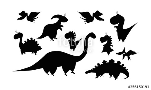 500x301 Collection Silhouette Of Dinosaurs Cartoon Dino Vector