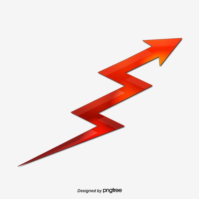 640x640 Vector Red Zigzag Arrow Direction Trend Simple Cartoon Arrow