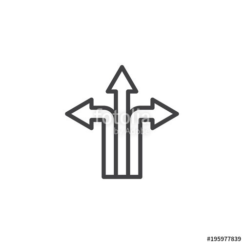 Three Way Direction Arrows Outline Icon Linear Style Sign 500x500 Three Way Direction Arrows Outline Icon Linear Style Sign