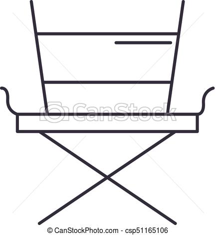 433x470 Movie Director Chair Vector Line Icon, Sign, Illustration