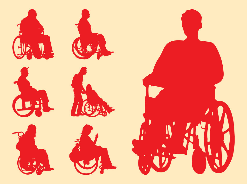 1024x765 Disabled People Silhouettes Vector Art Graphics