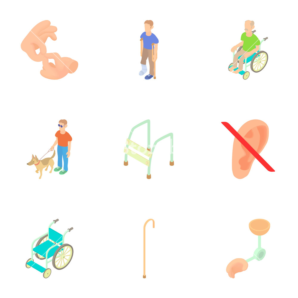 1000x1000 Disabled Icons Set Cartoon Illustration Of Disabled Vector