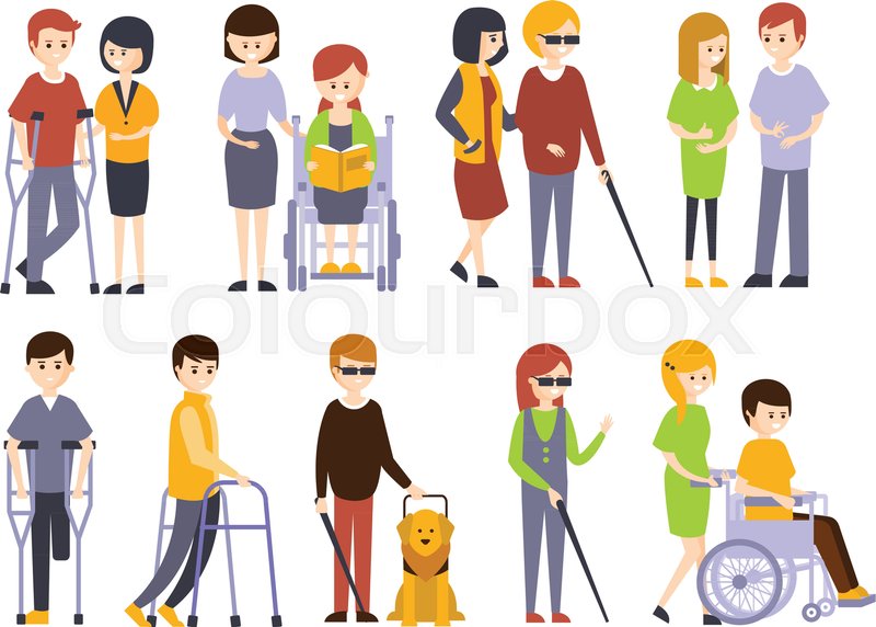 800x572 Physically Handicapped People Stock Vector Colourbox