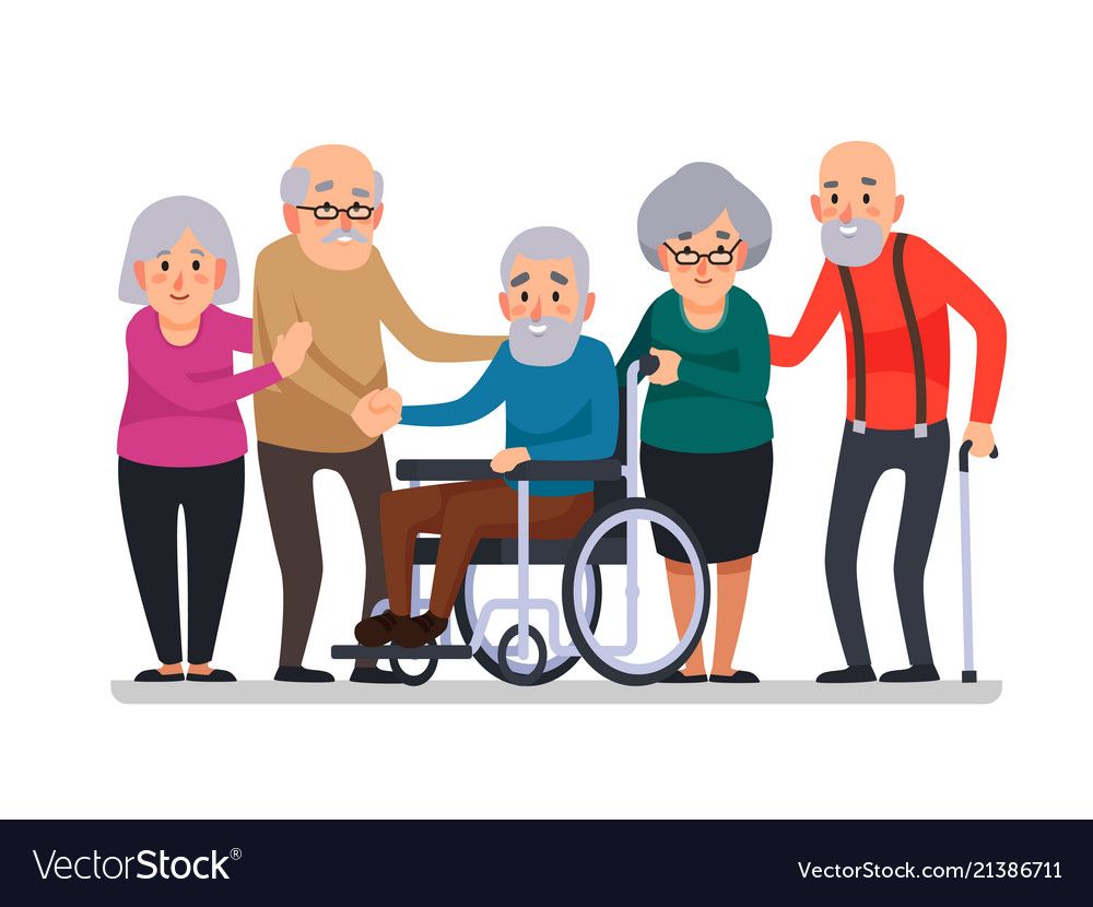 1000x830 Cartoon Old People Happy Aged Citizens Disabled Vector Image