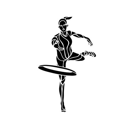 450x450 Female Player Is Throwing Flying Disc Outline Silhouette Of Disc