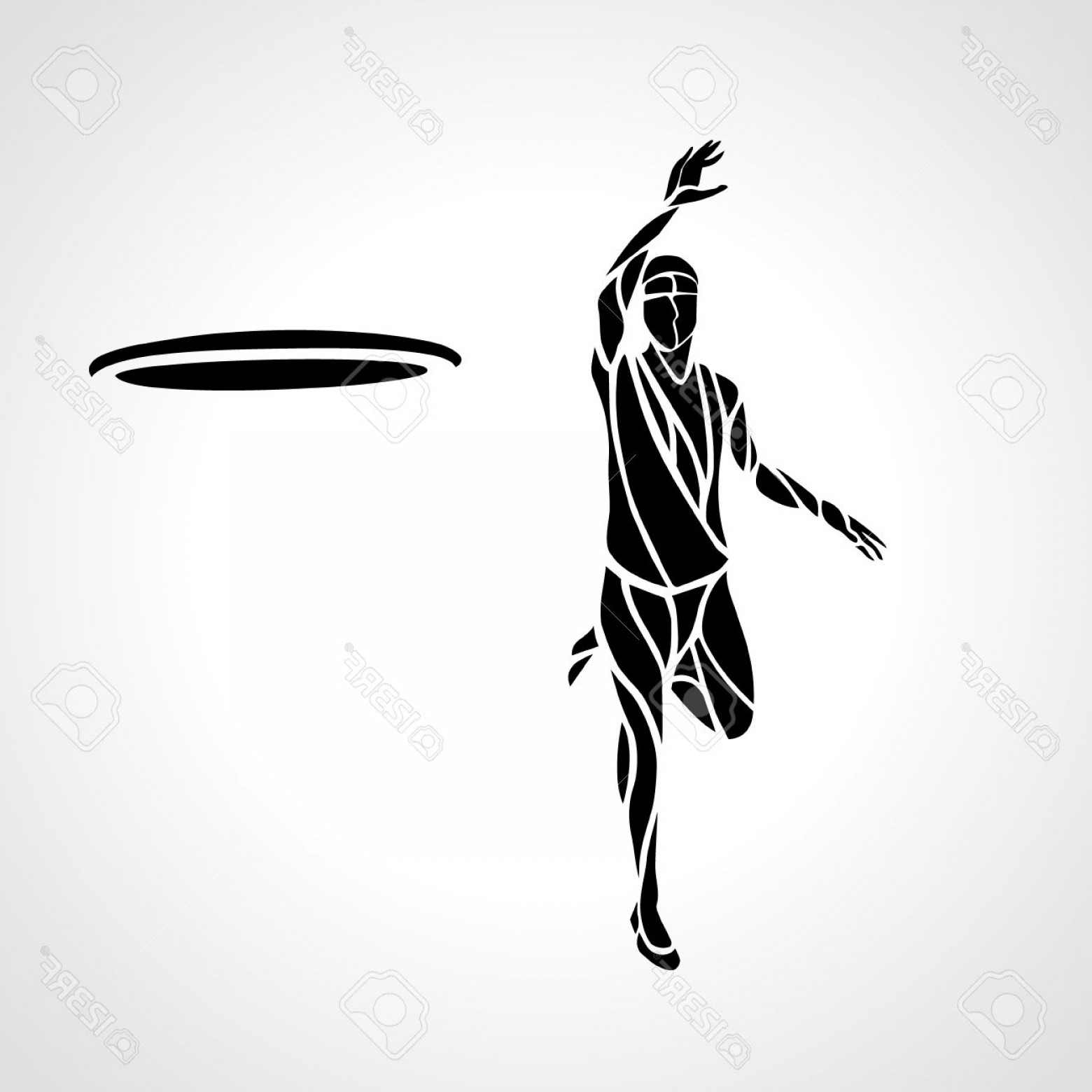 1560x1560 Photostock Vector Abstract Player Is Throwing Flying Disc
