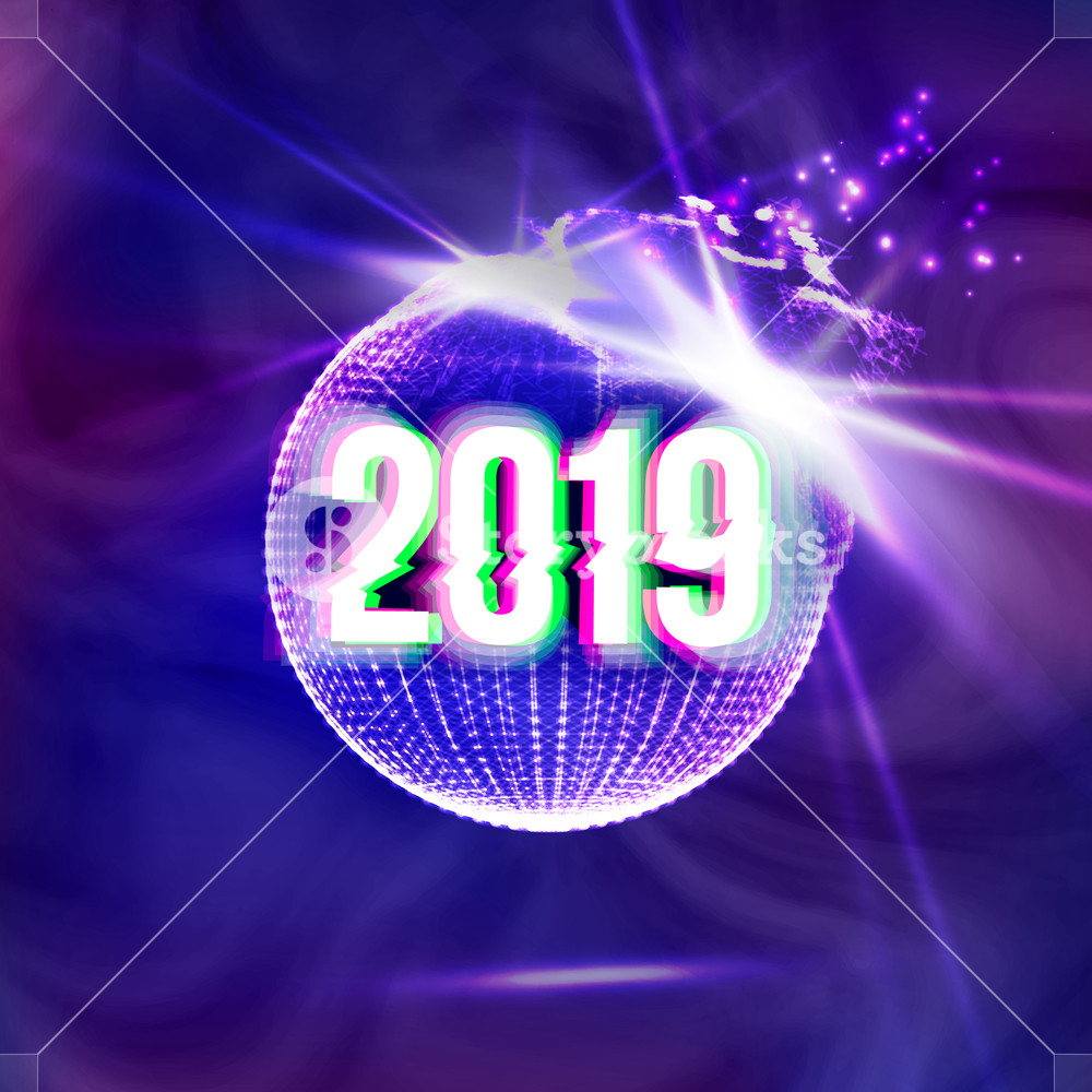 1000x1000 Happy New Year Disco Background Vector Decoration Element