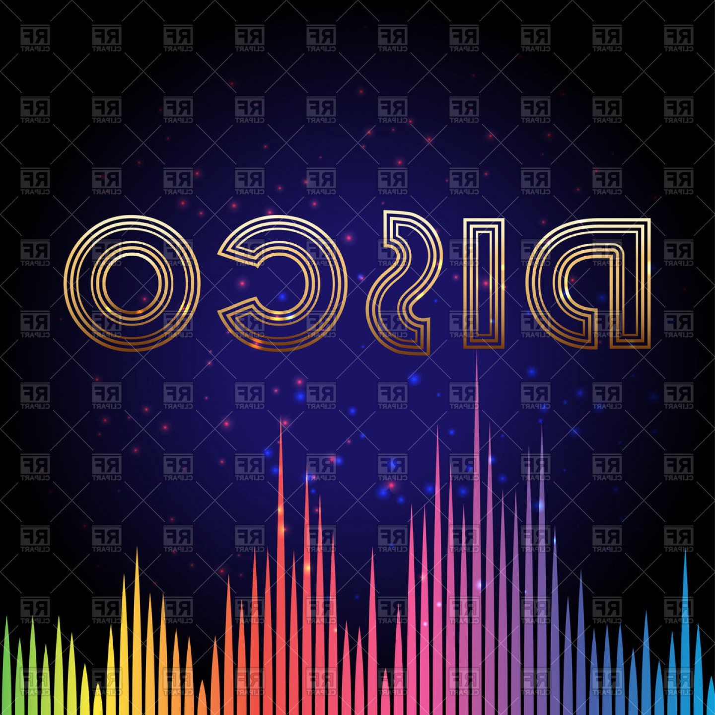 1440x1440 Disco Background With Rainbow Colors Soundwave Vector Clipart