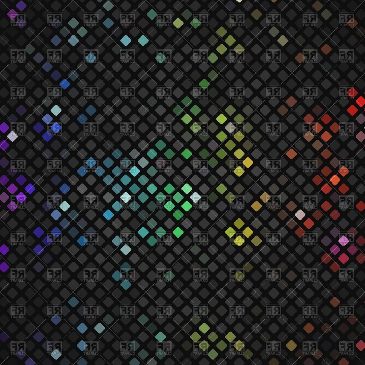 1440x1440 Mosaic Disco Background With Rainbow Glowing Vector Clipart