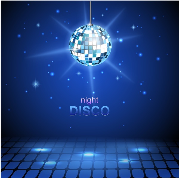 600x597 Neon Ball With Night Disco Blue Background Vector Free Download