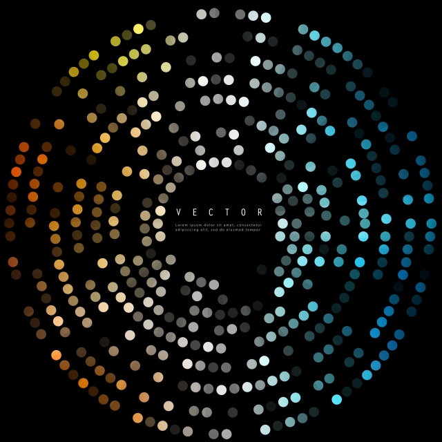 640x640 Vector Black Background With Colored Dots Abstract Concentric C