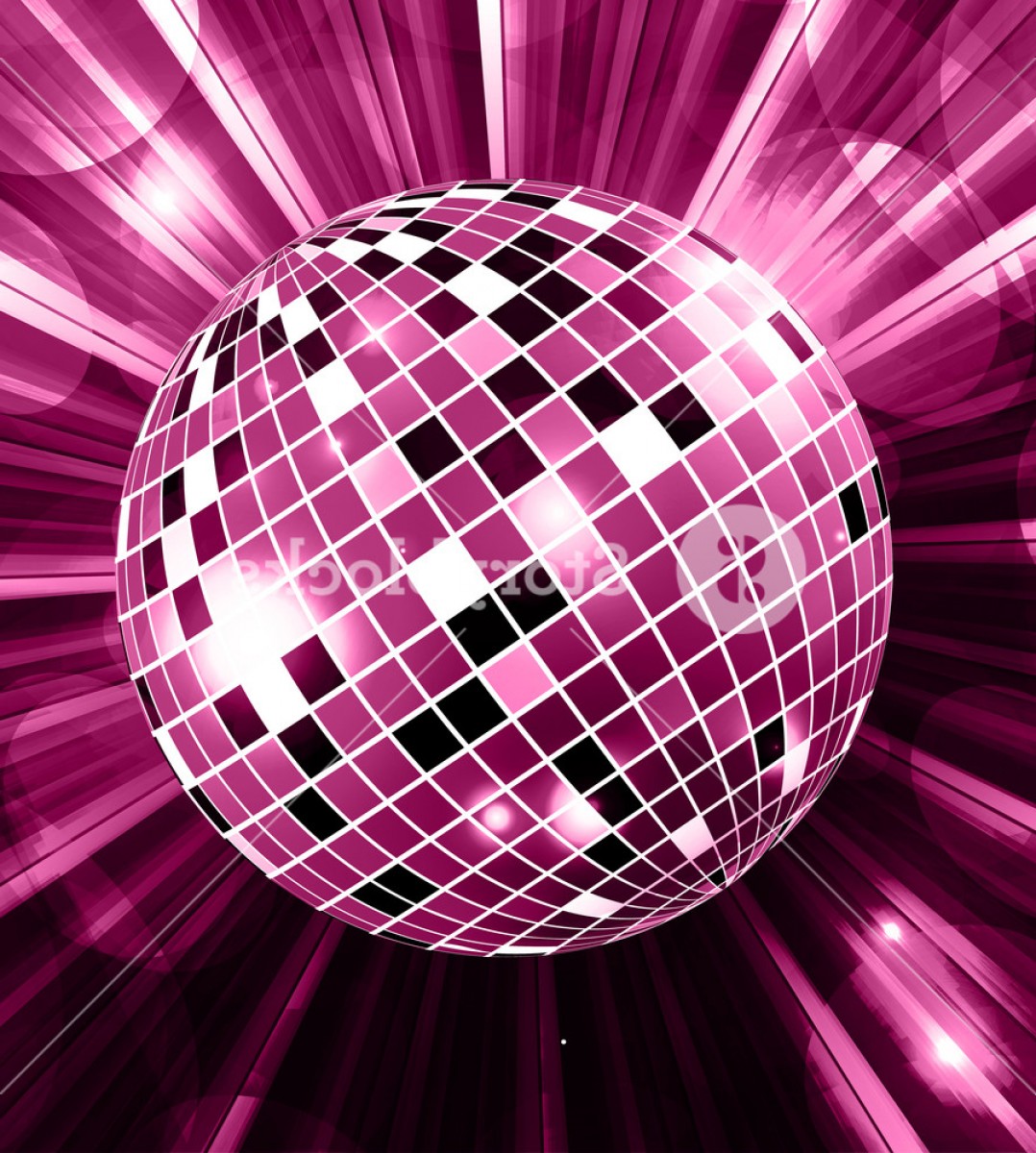1078x1200 Disco Party Vector Background With Rays And Disco Ball Vector