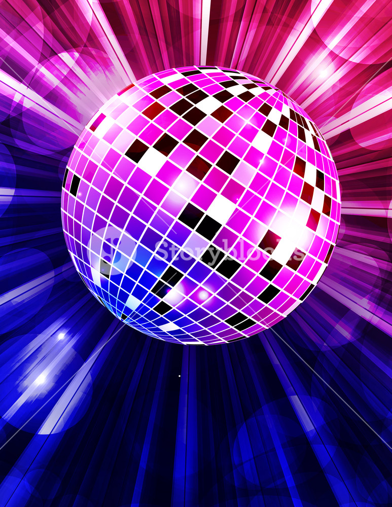 773x1000 Disco Party Vector Background With Rays And Disco Ball Vector