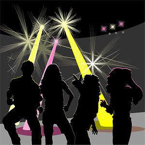300x300 Free Disco Vector Silhouette Of Men And Women Within The Materials