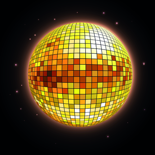 500x500 Sparkling Disco Neon Light Ball Background Vector Free Download
