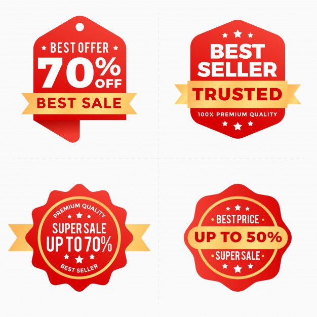 626x626 Sale Discount Labels Red Banner Tag Collection Premium Vector