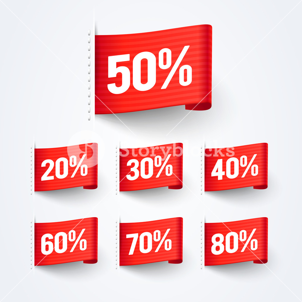 1000x1000 Vector Illustration Off Sales Discount Label Flag Set Royalty