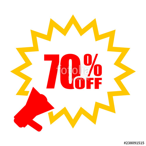 500x500 Megaphone With Percent Discounts Vector Sale Labels And Megaphone