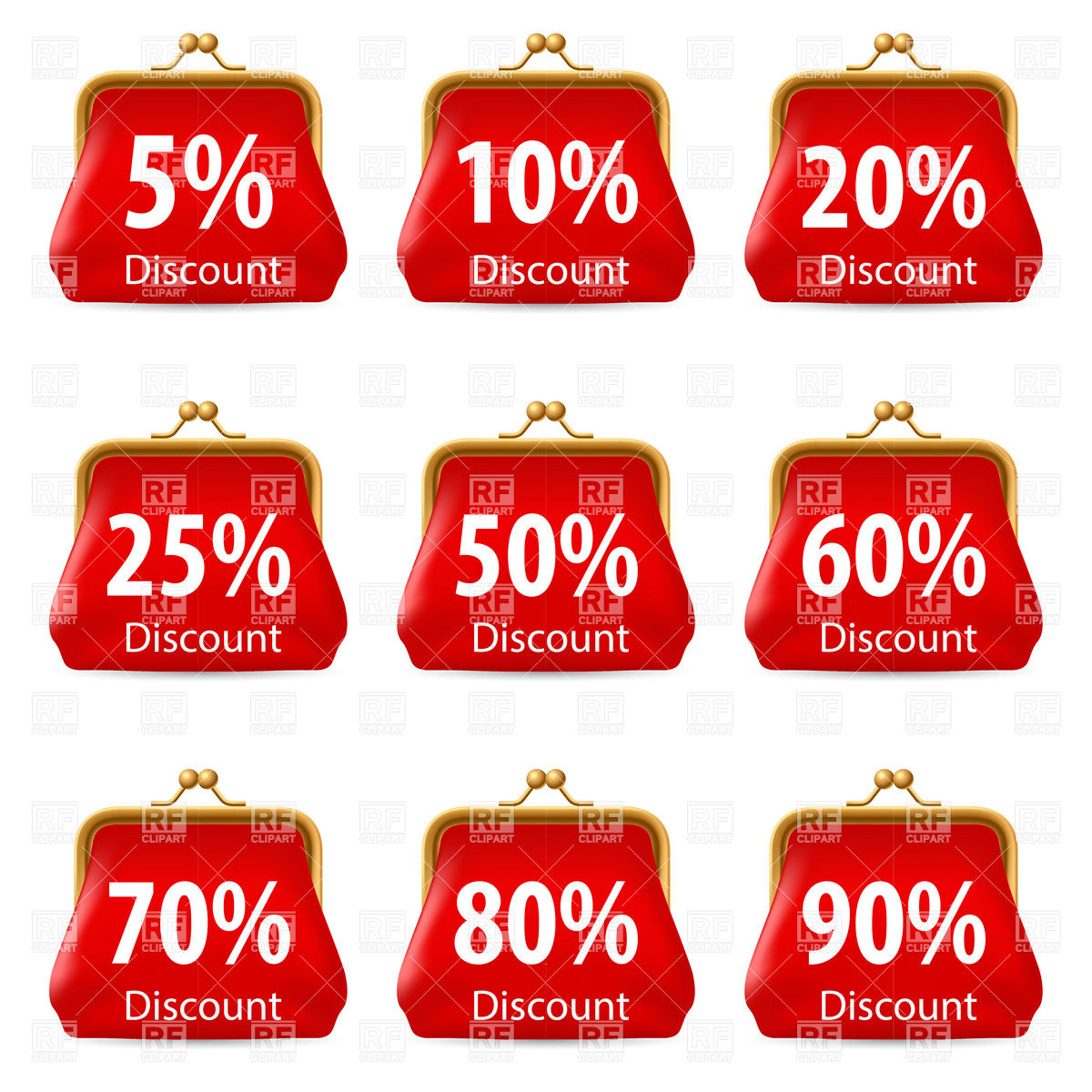 1200x1200 Red Purse With Discount Vector Image Of Objects Dvarg