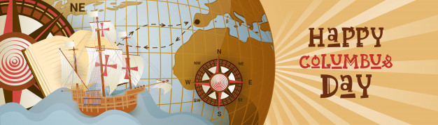 626x180 Happy Columbus Day America Discover Holiday Poster Greeting Card