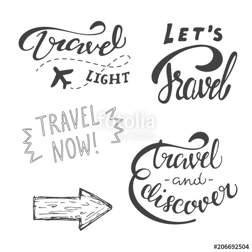 500x500 Vector Typography Set Of Motivational Hand Drawn Travel Quotes