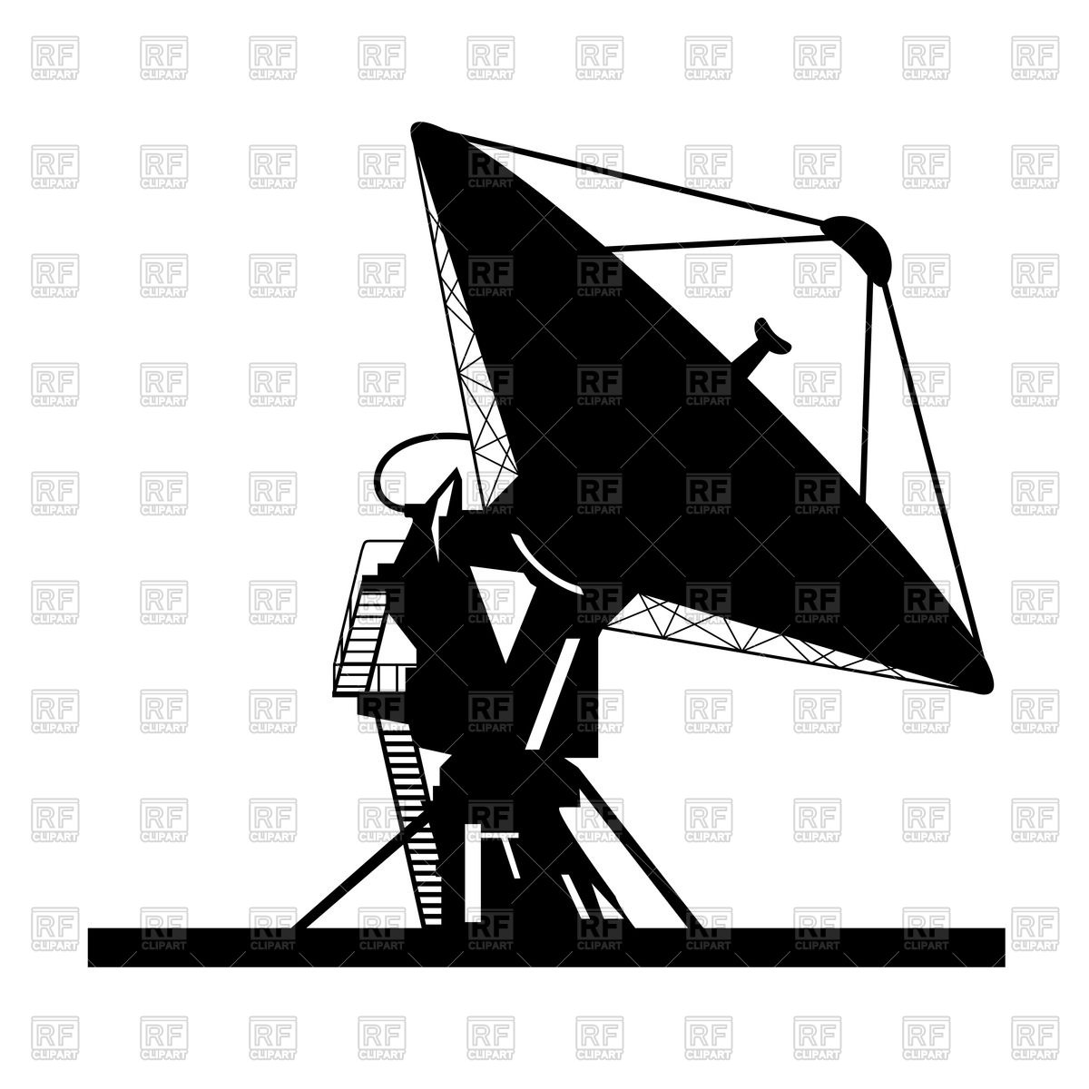 1200x1200 Silhouette Of Large Satellite Dish Vector Image Of Technology