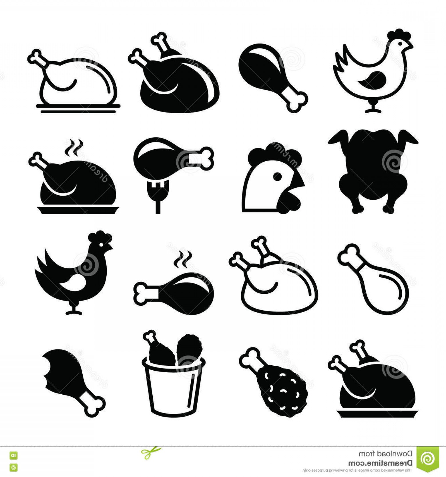 1560x1668 Stock Illustration Chicken Fried Chicken Legs Food Icons Set
