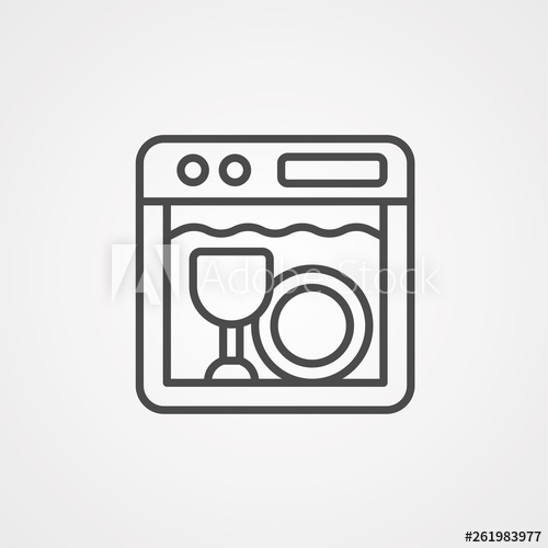 500x500 Dishwasher Vector Icon Sign Symbol