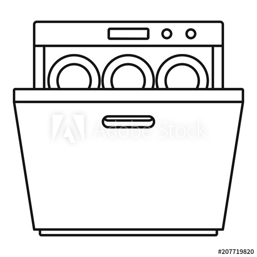 500x500 Modern Dishwasher Icon Outline Illustration Of Modern Dishwasher