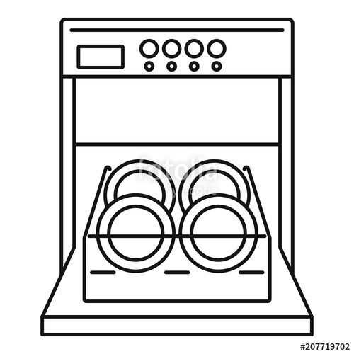 500x500 Open Dishwasher Icon Outline Illustration Of Open Dishwasher