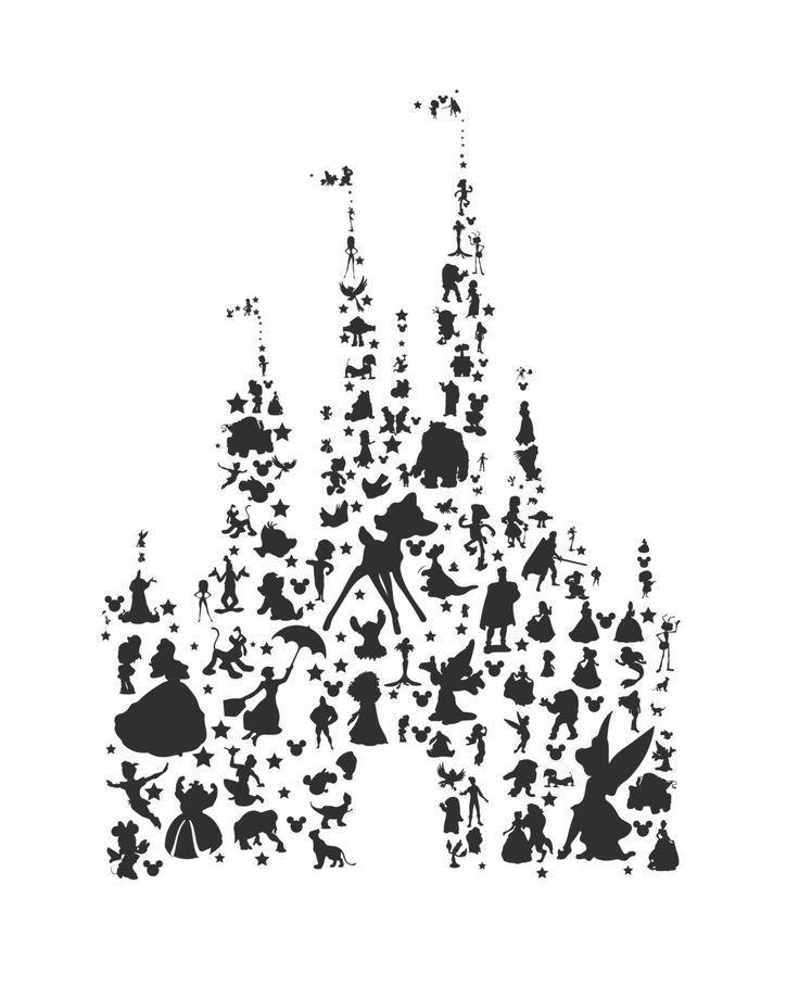 736x920 Disney Character Castle Silhouette