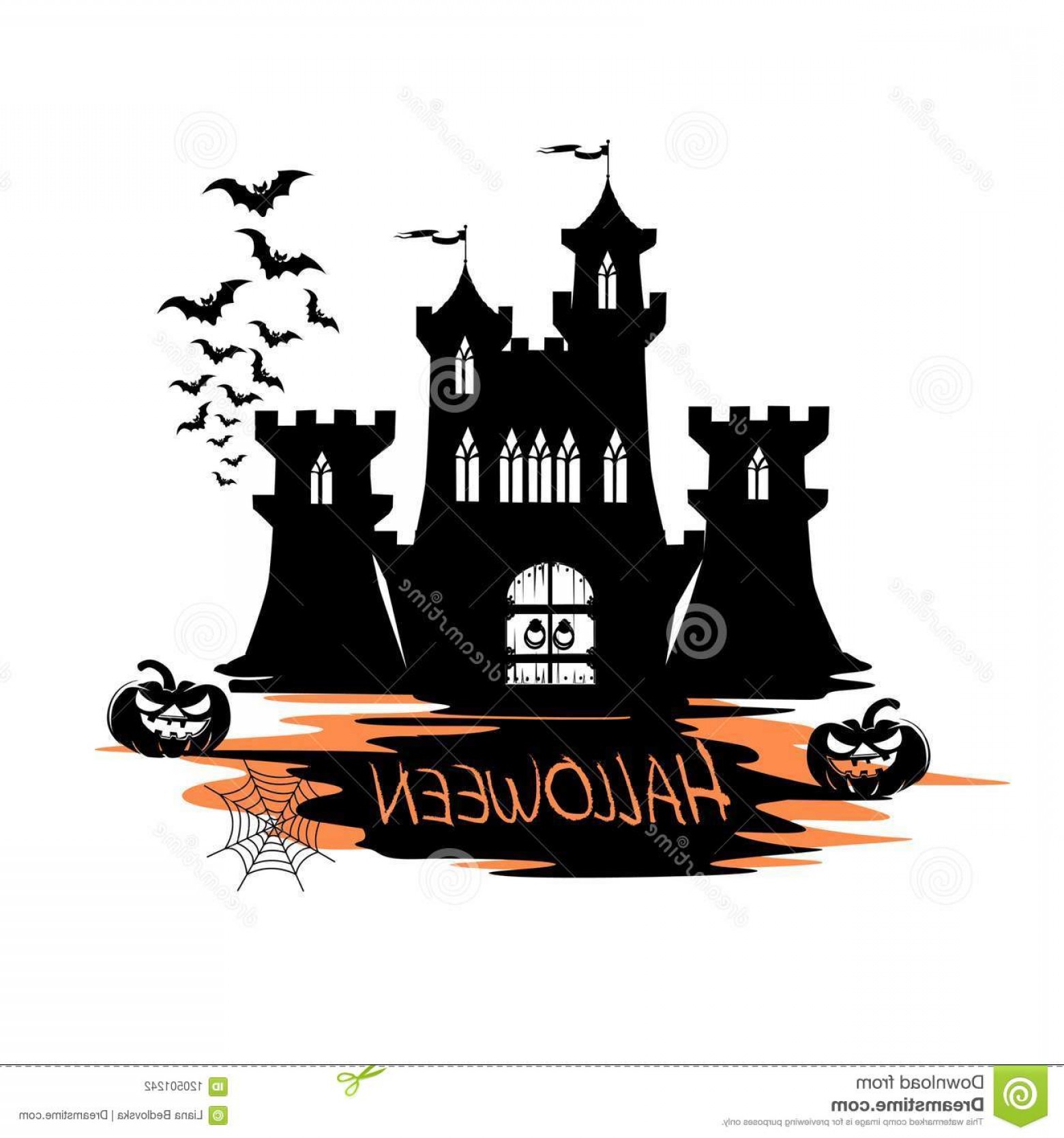 1560x1668 Holiday Label Halloween Castle Vector Illustration Holiday Label
