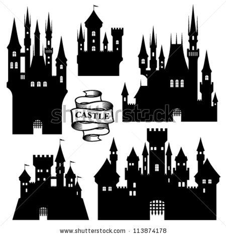 450x470 Vector Set Of Castle Silhouette
